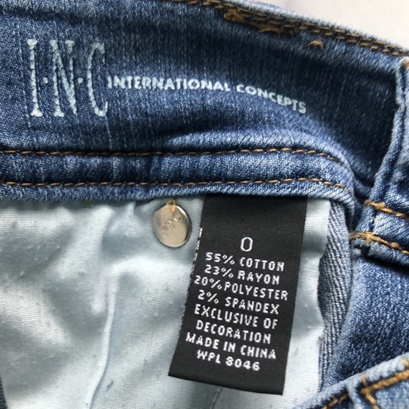 INC International Concepts Women's Cropped Fringe Trim Jeans Blue Size 0 - Picture 7 of 11